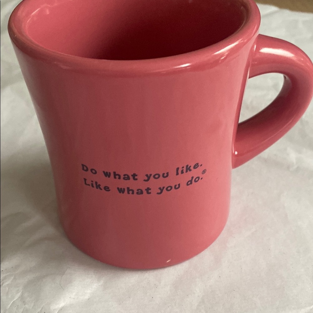 Life Is Good Pink and Yellow dog Mug - Picture 2 of 6